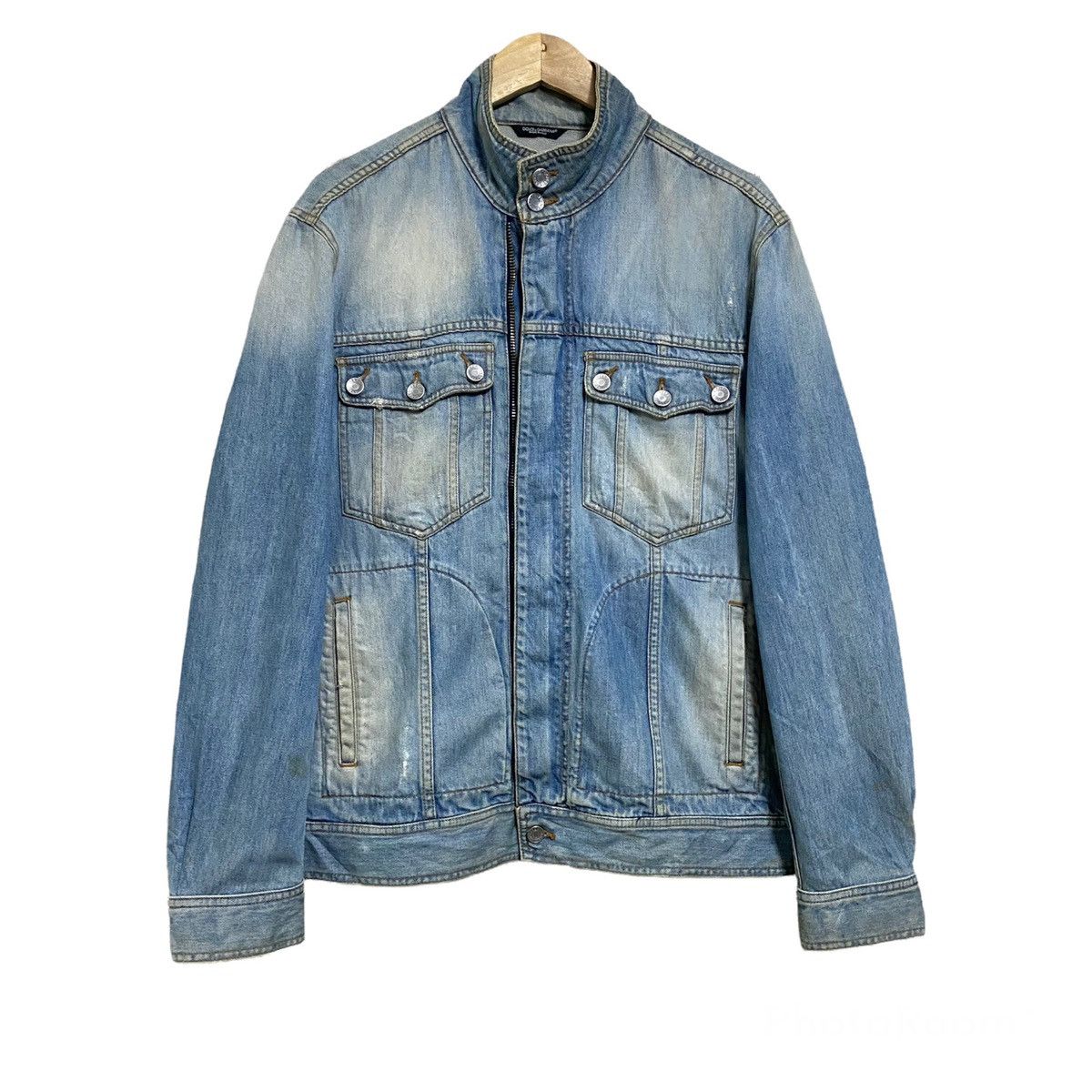 Vintage Dolce&Gabbana Denim Jacket Double Zipper Mudwash - 1