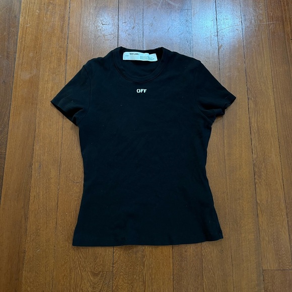 Off white Black Cotton Rib logo tee Virgil Abloh 2013 - 2