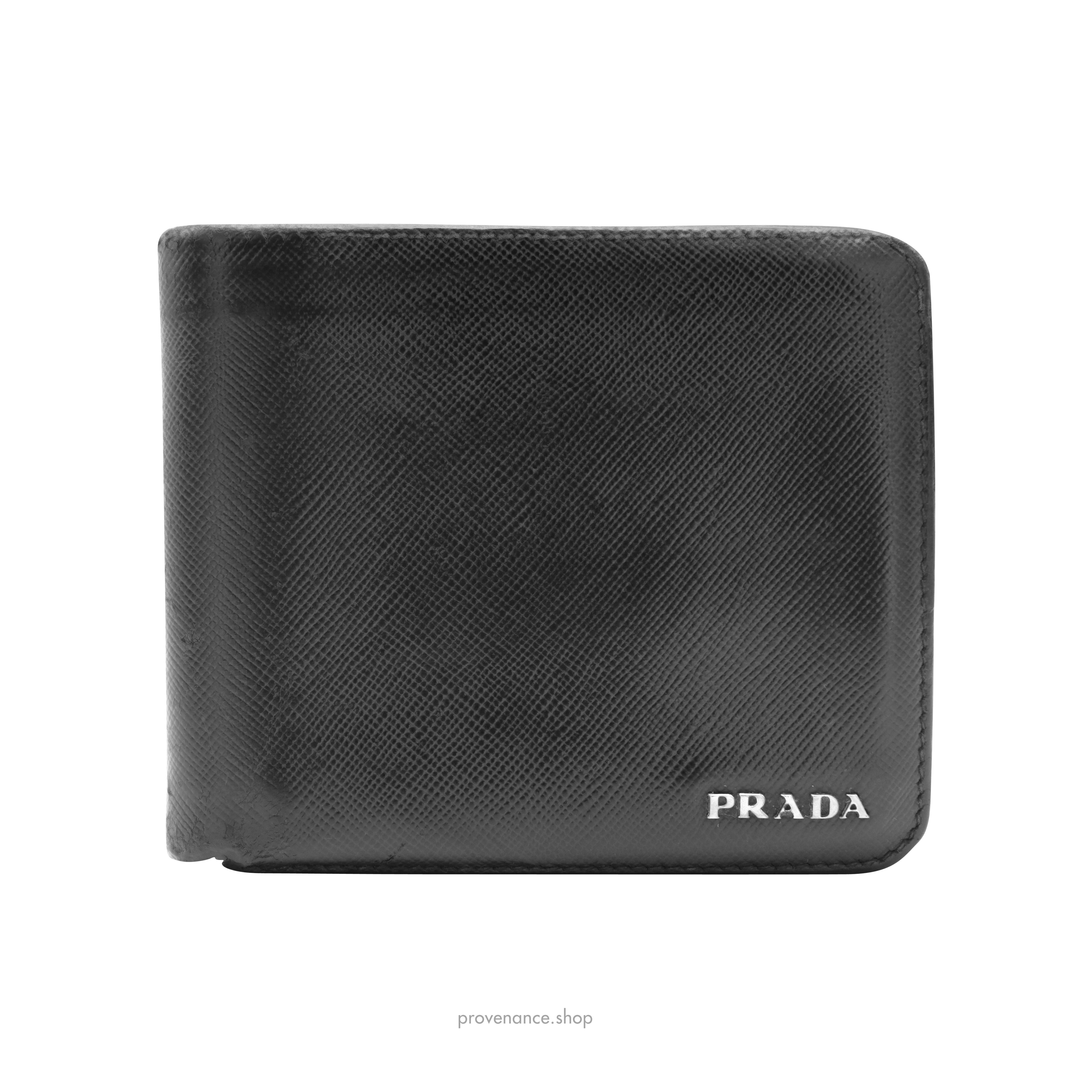 Prada Logo Bifold Wallet - Black Saffiano Leather - 2