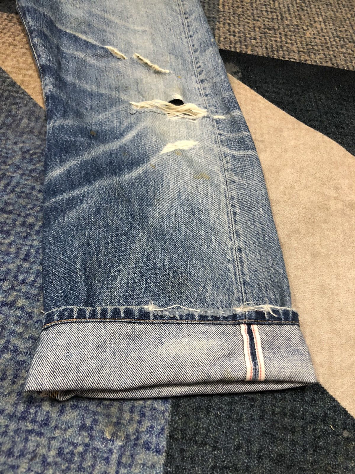 Vintage 90’s Trashed Levis 501Z XX Big E Selvedge Denim - 5