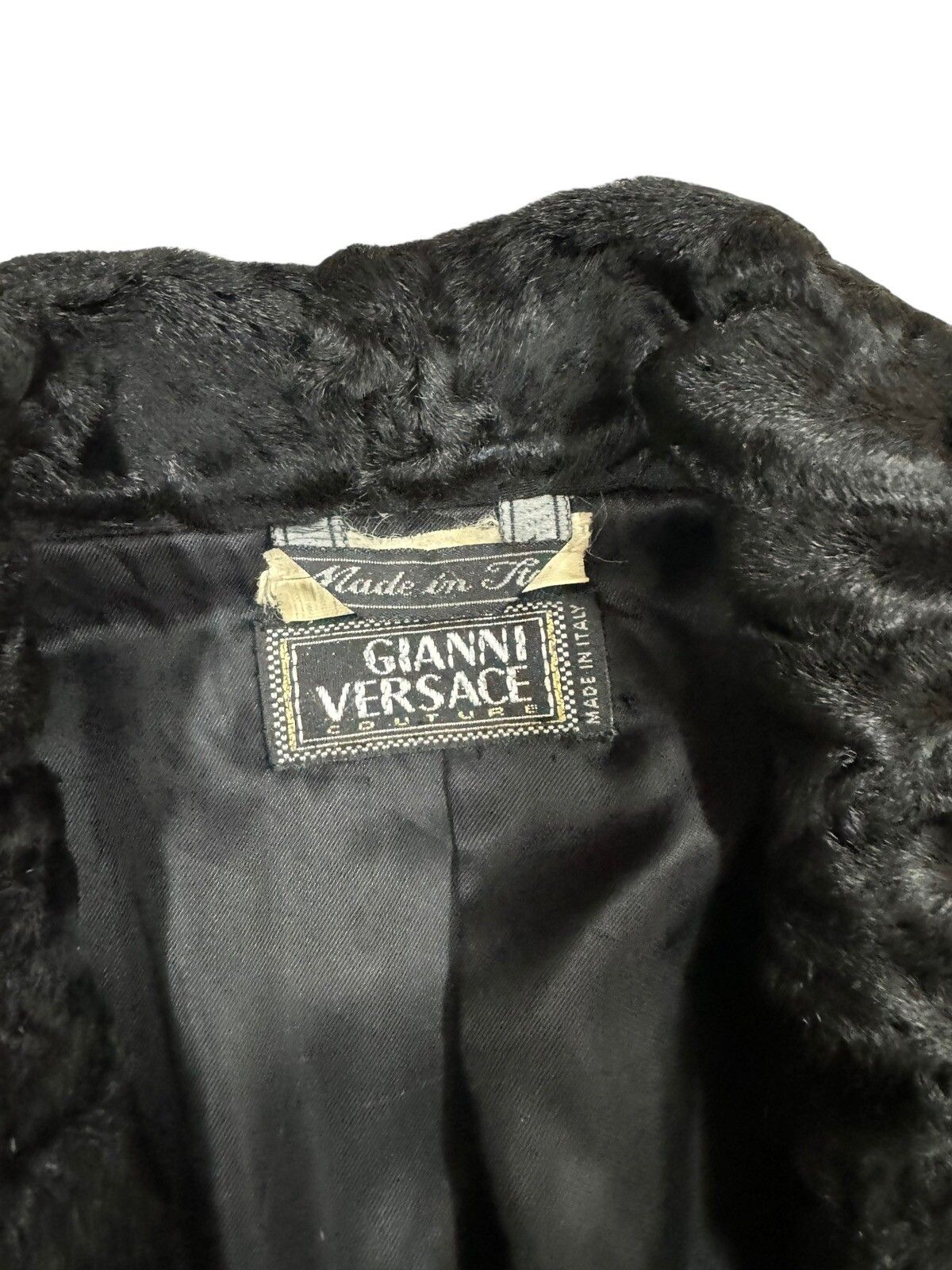 Vtg🔥Authentic Gianni Versace Faux Fur Trim Button Less Coat - 12