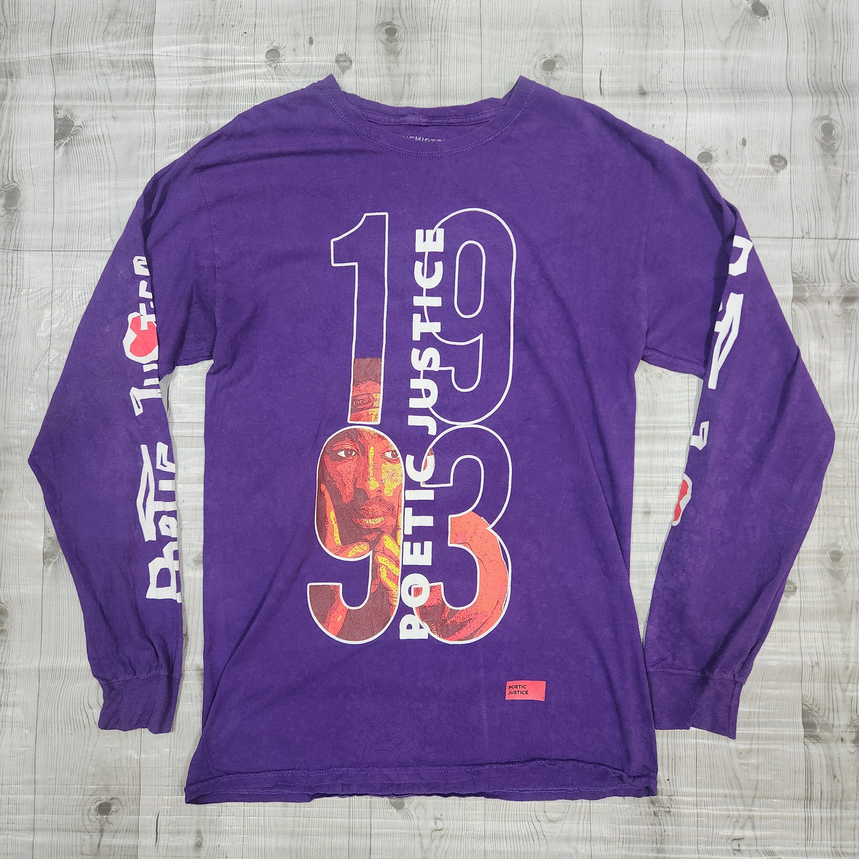 Rare - Tupac Shakur Poetic Justice 1993 Purple Long Sleeves - 17