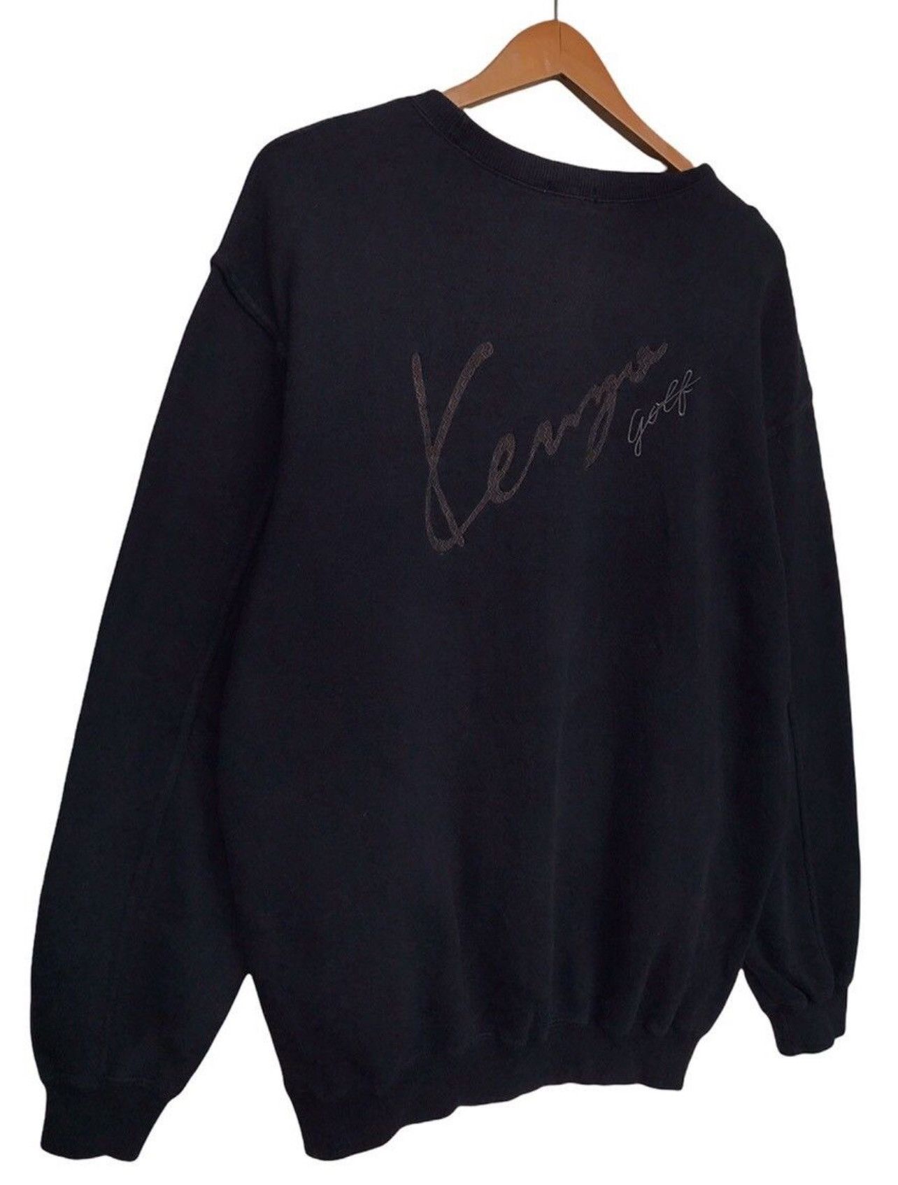 Vintage Kenzo Signature Logo Black Baggy Boxy Sweatshirt - 3
