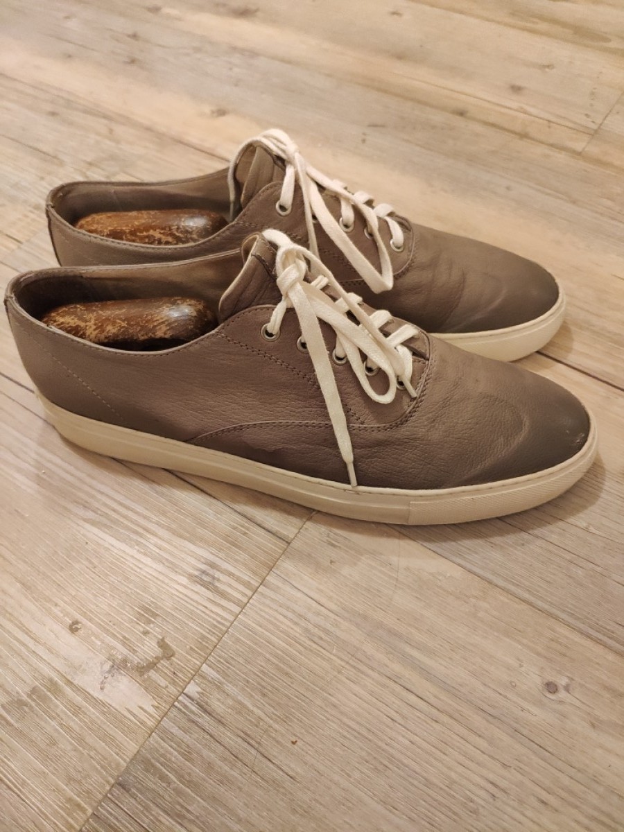 GRAIL ! Olive COVERED leather trainers by Y's. - 1
