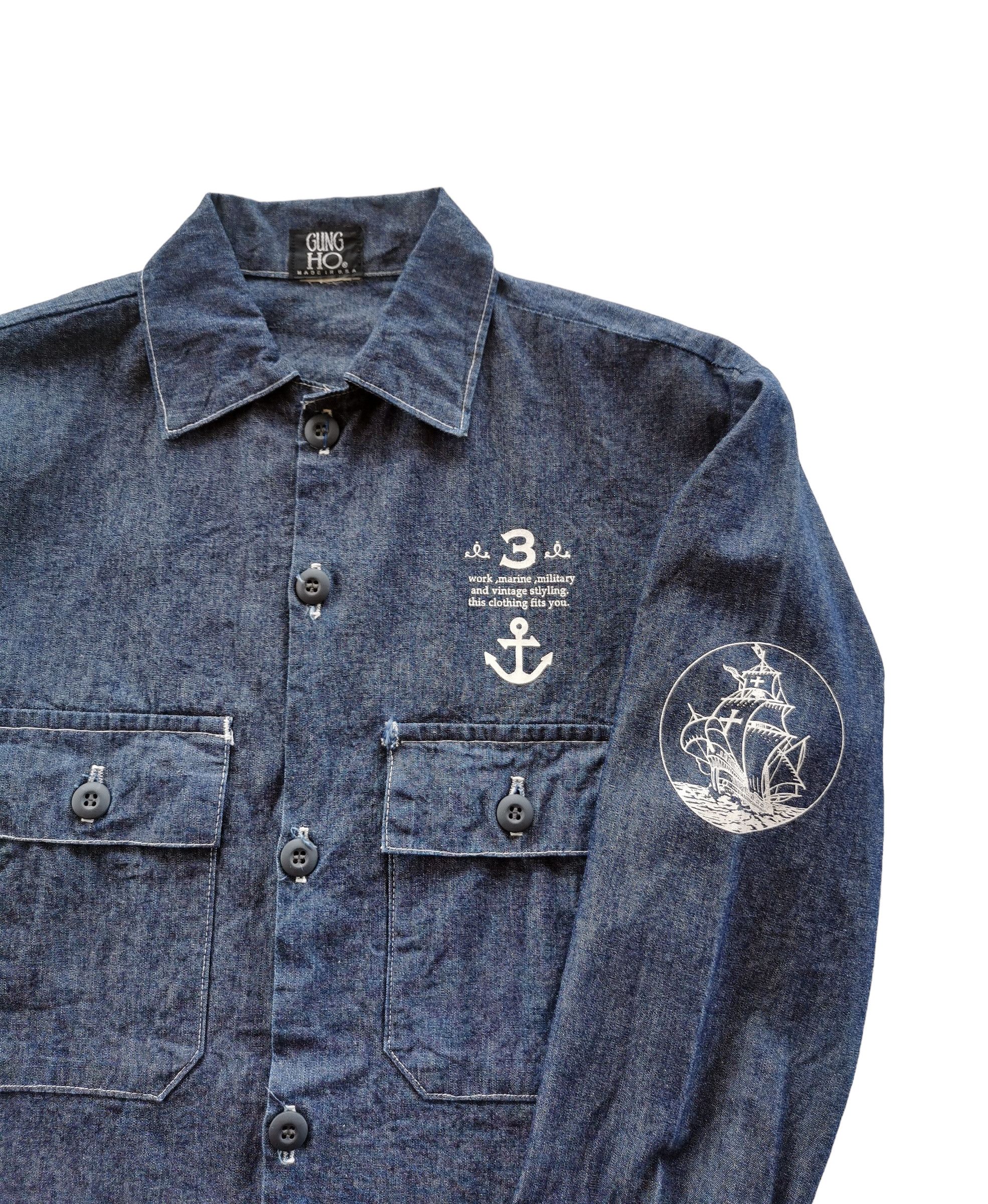 Gung Ho Denim Workshirt Military Marine Vintage Style - 3