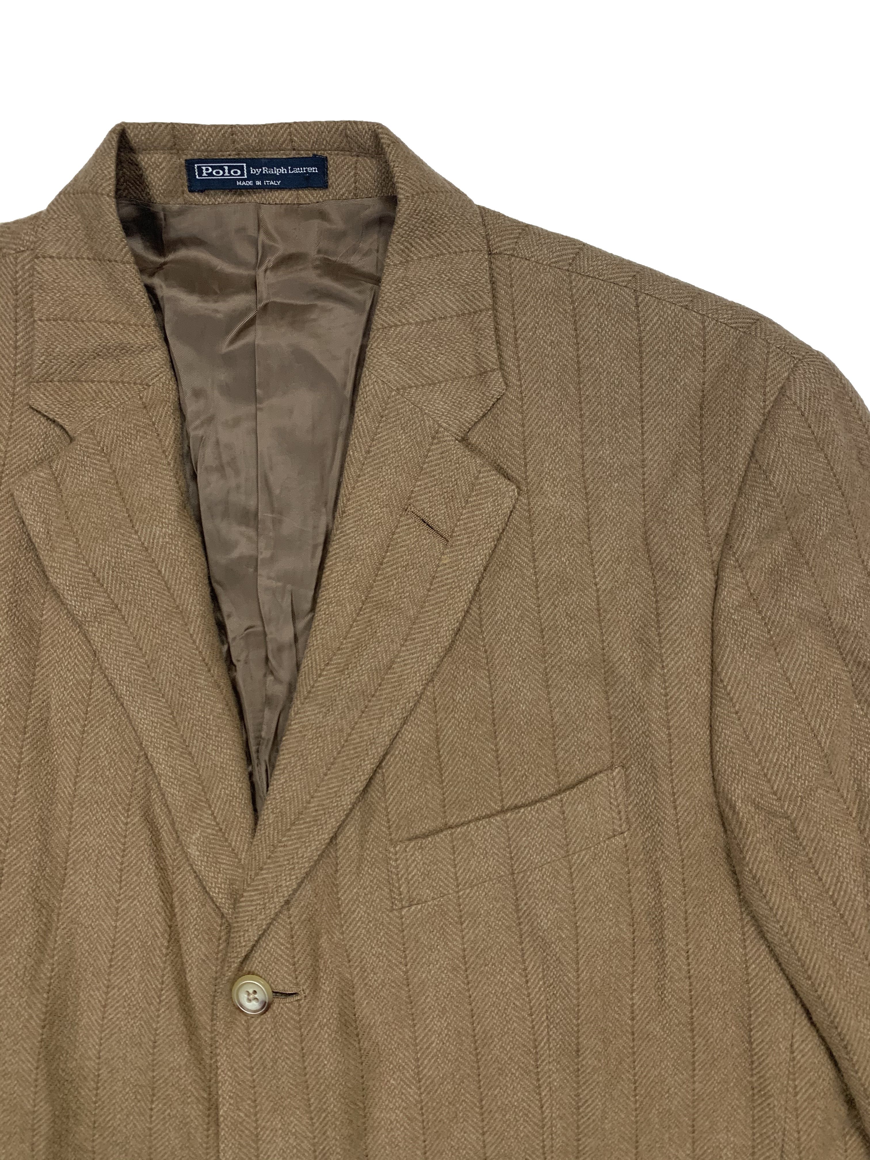 Vintage Polo by Ralph Lauren Blazer Polo IV Cashmere Sport Blazer Men Size 42R Classic Suit Brown Chic Fashion Jacket - 4