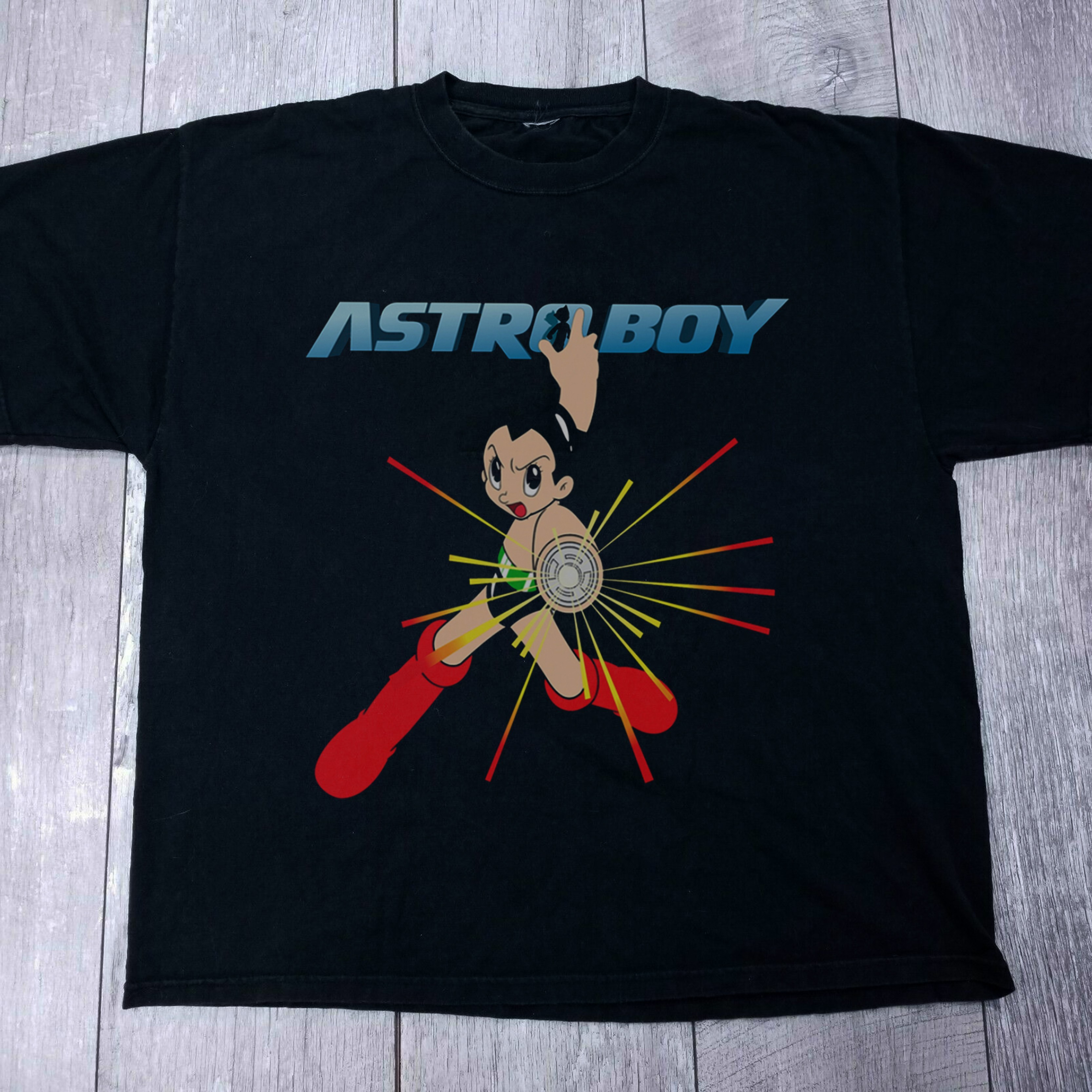 Astro Boy Anime Movie Black Tee Shirt Vtg Style - 1