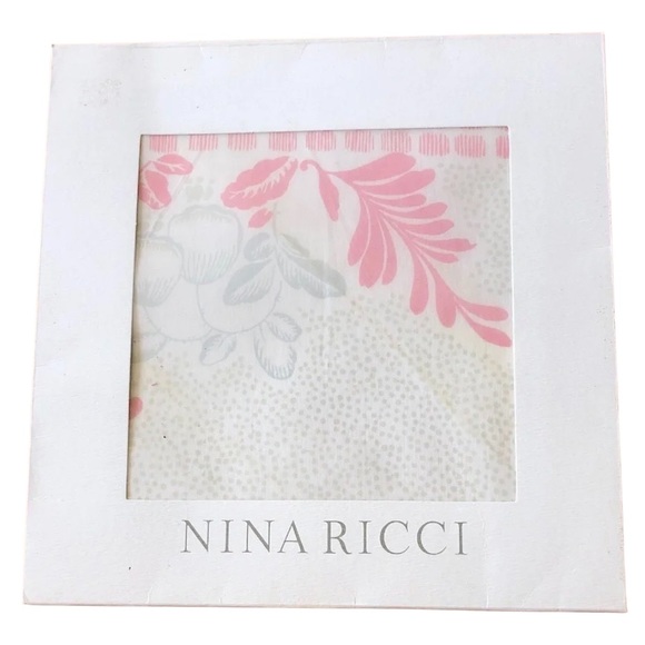 Nina Ricci Pink White Floral Bandana Cotton Handkerchief - 1
