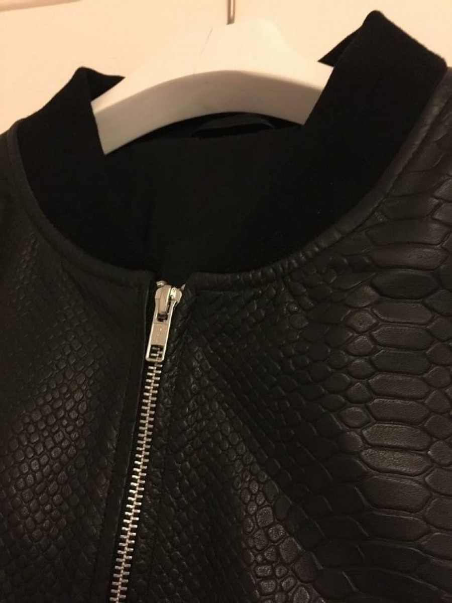Custom Made - FAUX Leather Snakeskin Croco Jacket - 4