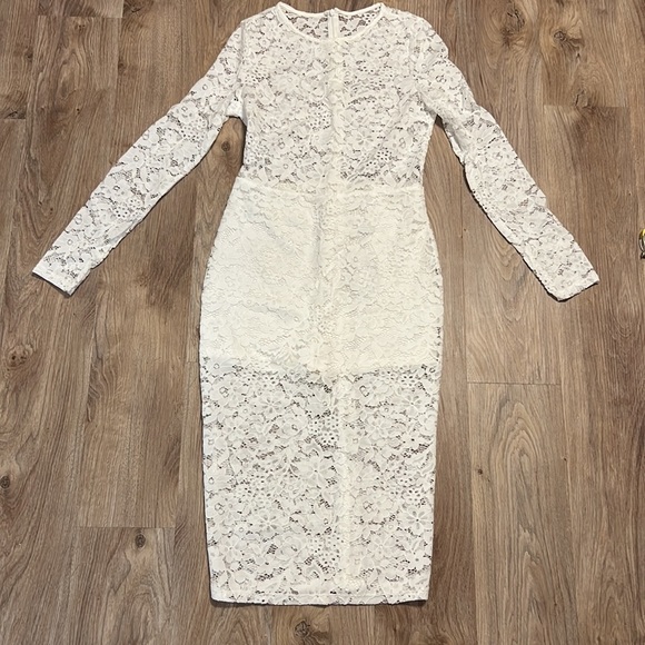 Misha Collection White See-Through Lace Midi Dress - 13