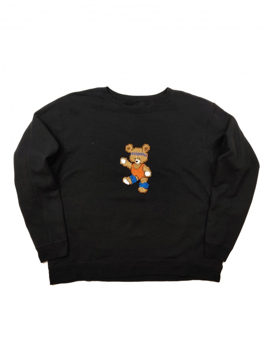Black - Bear Sweater Sweatshirt Jumper Pullover Embroidered - 1