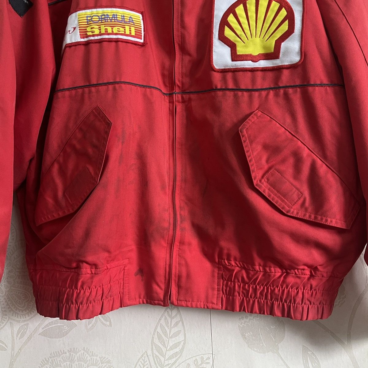 Vintage Japan Formula 1 Shell Workers Dirty Bomber Jacket - 9