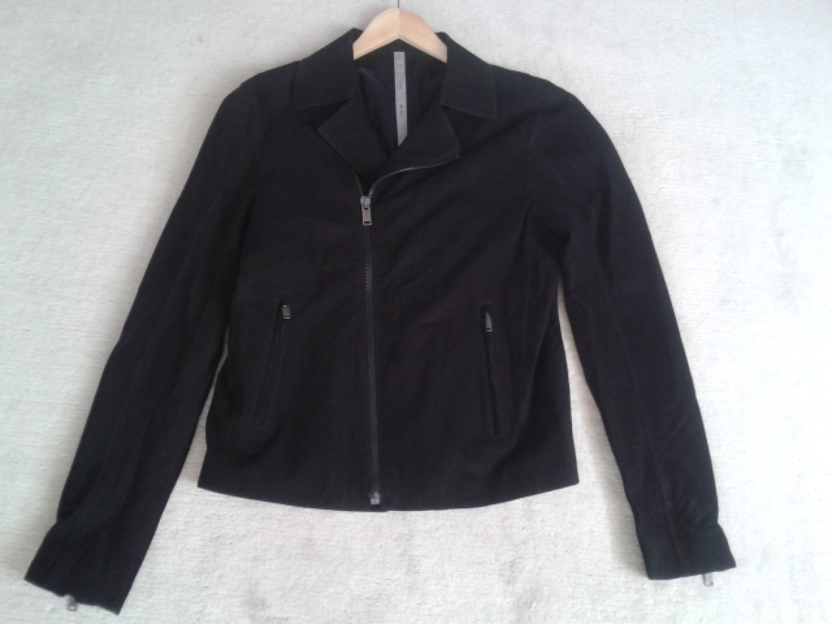 New Black Suede Velour Leather Jacket Size M - 1