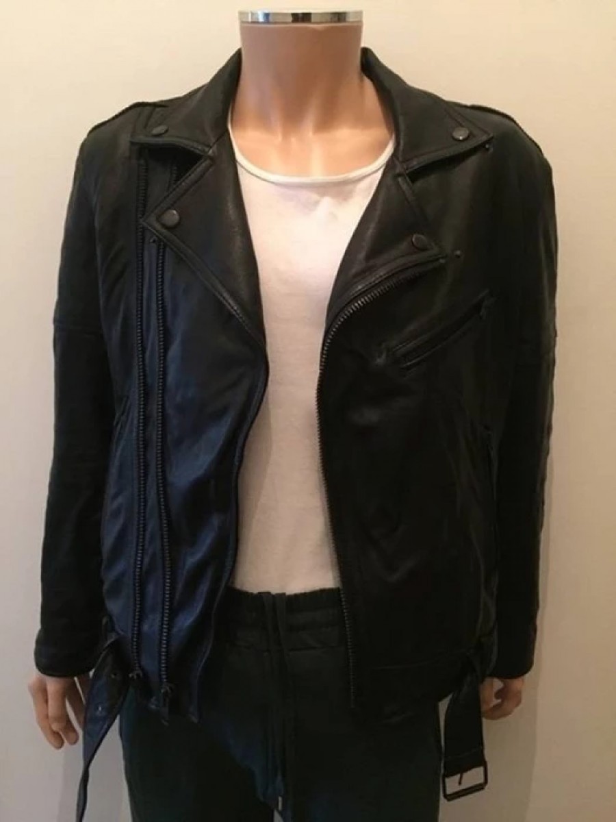 Blk Dnm - Real Black Leather Perfecto Biker Motocycle Jacket - 2