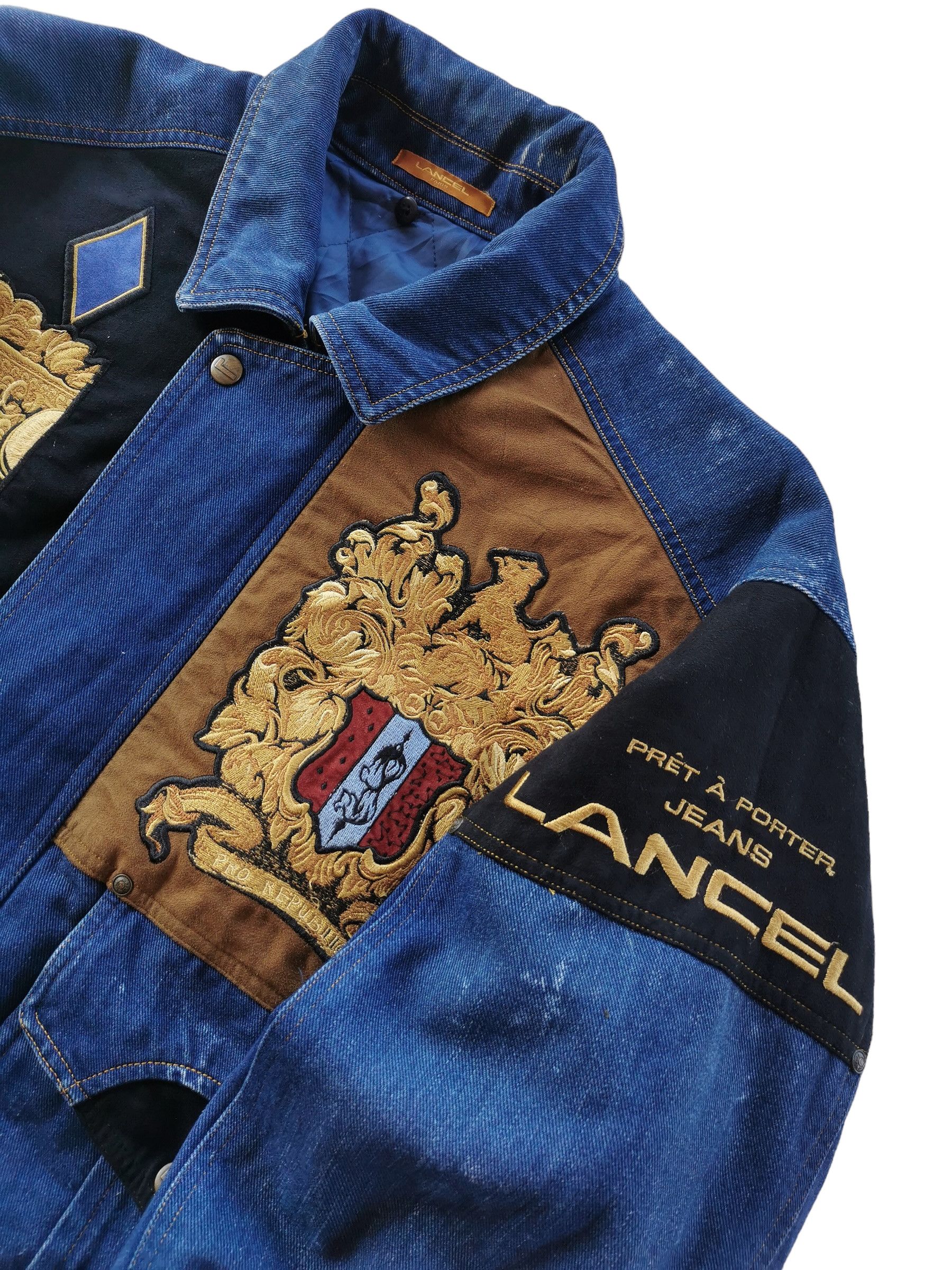 Vintage Lancel Paris Embroidery Patches Denim Jacket - 4