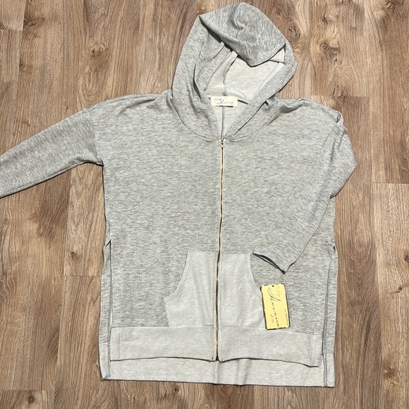 Vintage Havana Heather Grey Zip Up Sweatshirt - 10