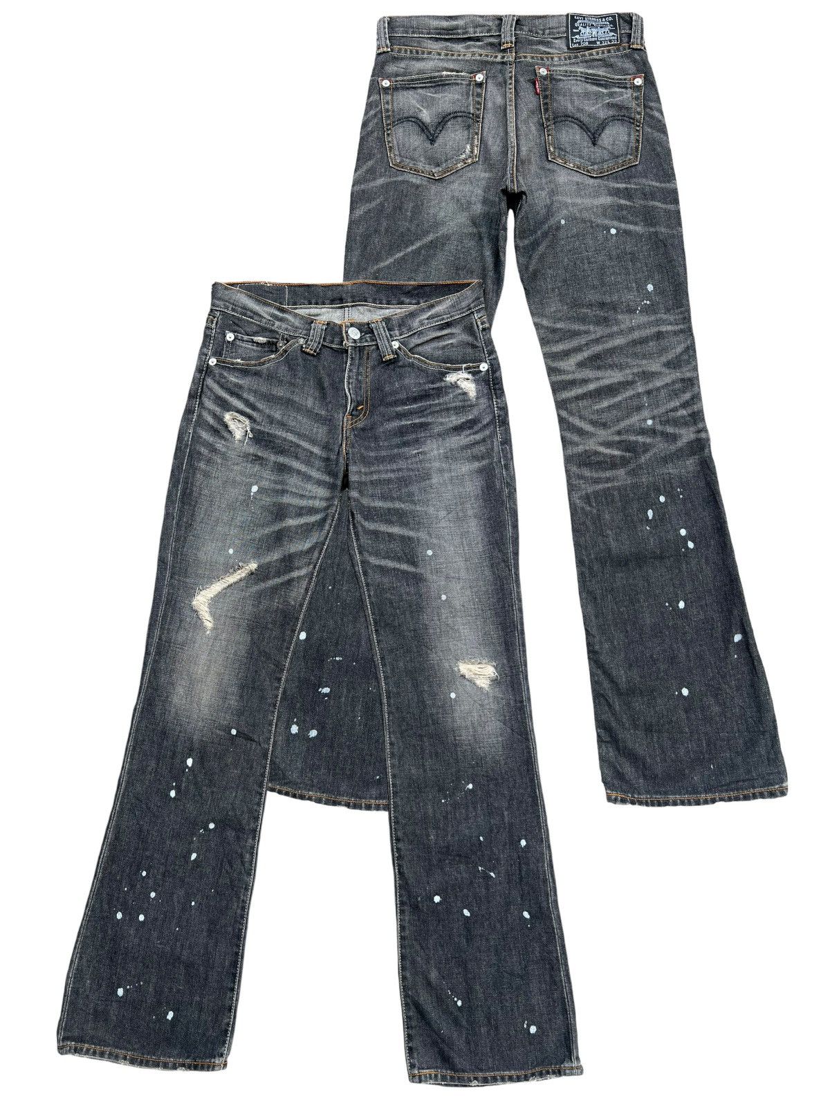 Levis 708 Distressed Paint Lowrise Flare Denim Jeans 33x34 - 1