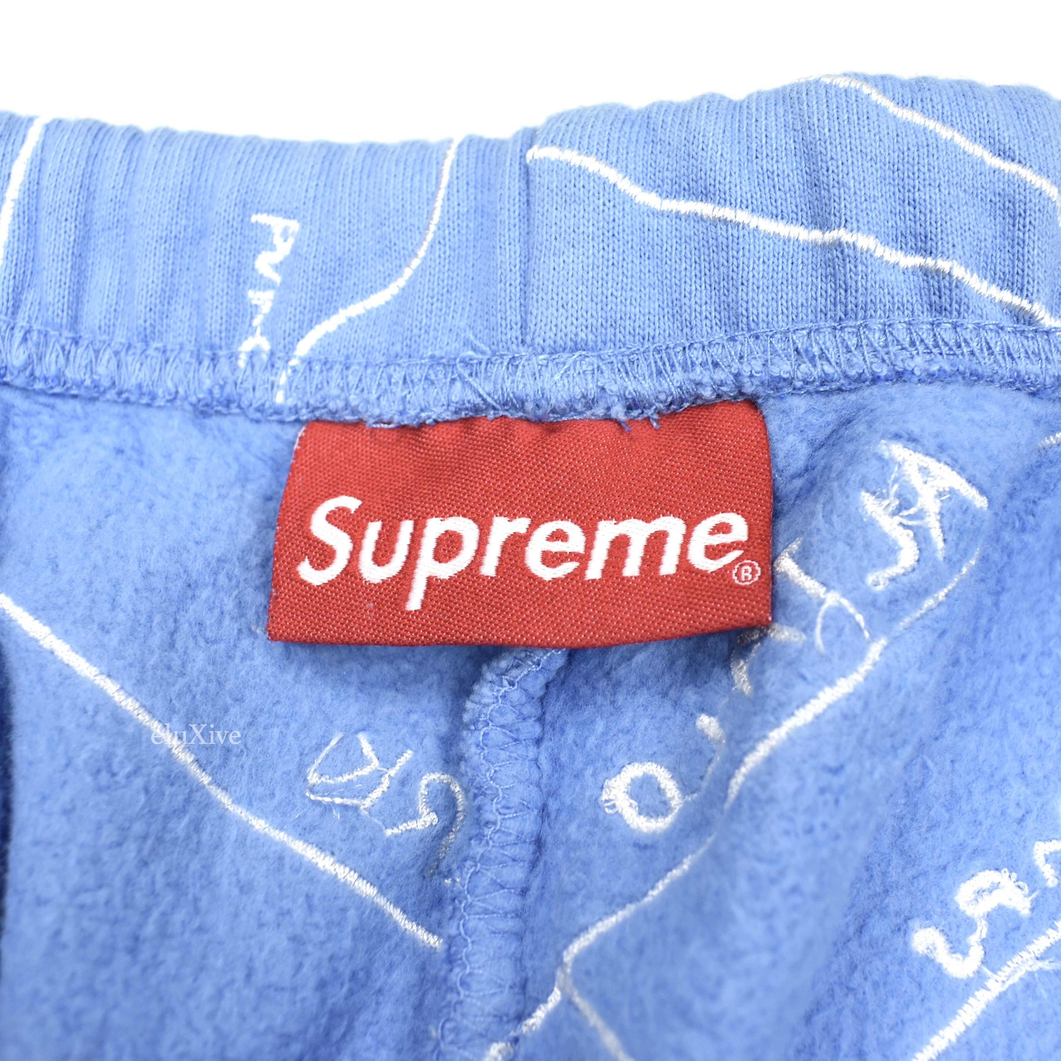 Supreme Gonz Embroidered Map Sweatshorts Light Blue SS19 - 6