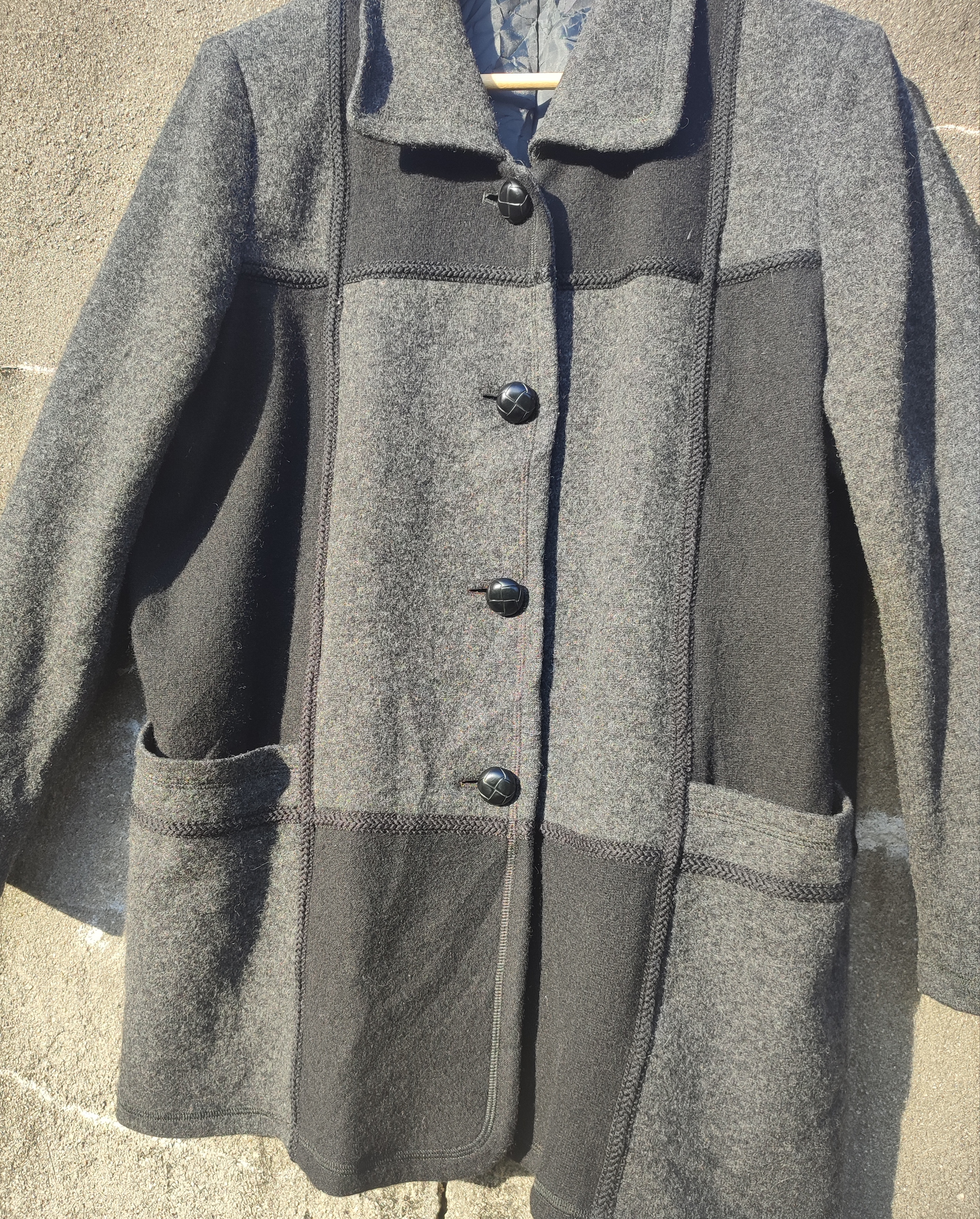 Designer - Japanese Brand NoBile Black/Grey Wool Light Jacket - 2