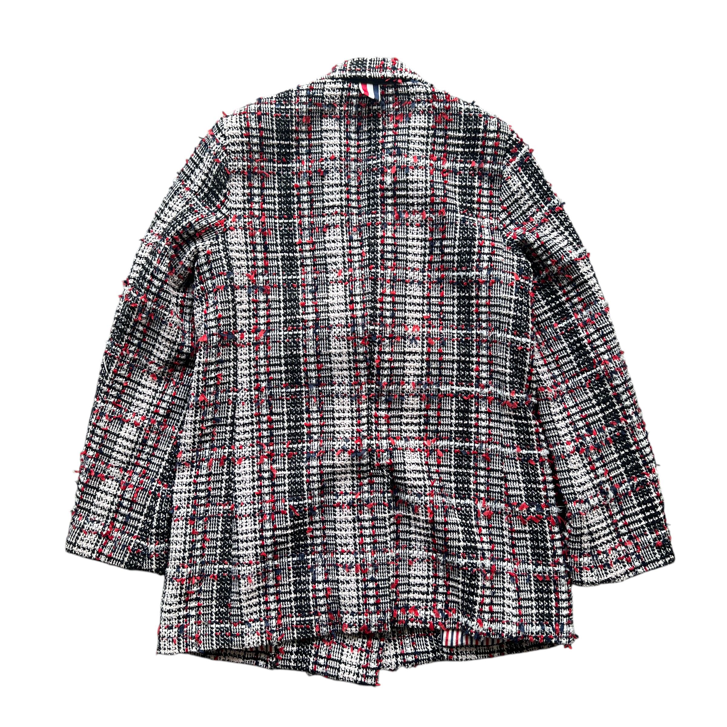 Thom Browne Red Prince of Wales Tweed Sack Blazer  - 3
