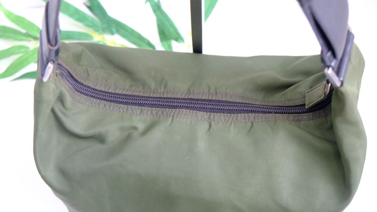 Authentic vintage prada khaki olive green nylon shoulder bag - 8