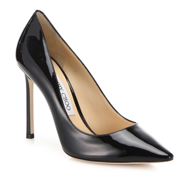 Jimmy Choo ROMY 100 Black Patent Leather Pumps - 1