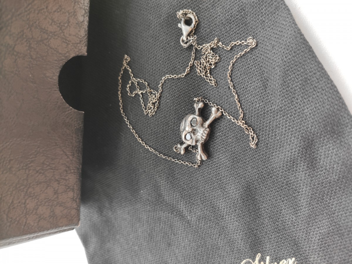 Ugo Cacciatori - Crossbones onyx + silver necklace.Like Chrome Hearts - 2