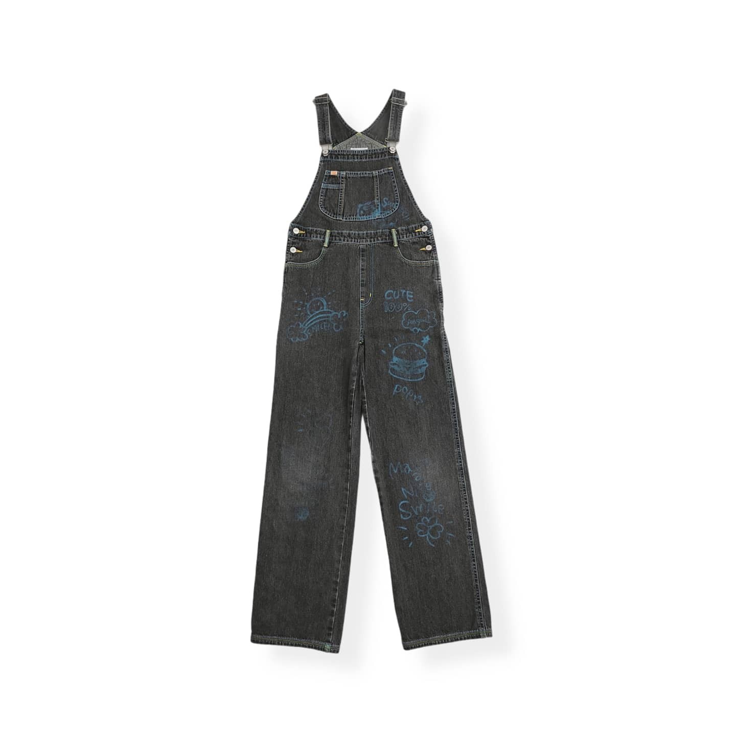 Japanese Brand - Archive 1990's ANGEL BLUE painter denim waistband overalls - 1
