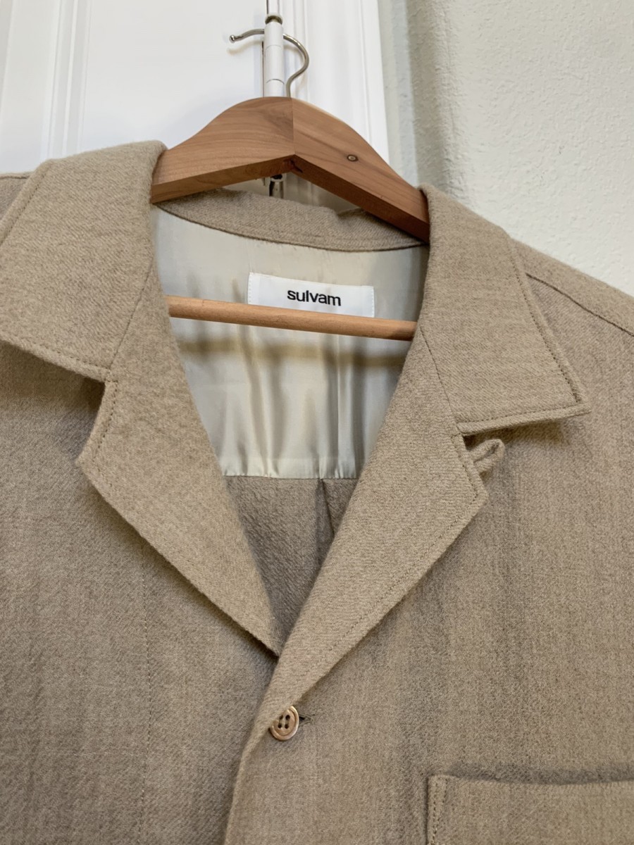 Sulvam - Wool open collar large shirt L - 2