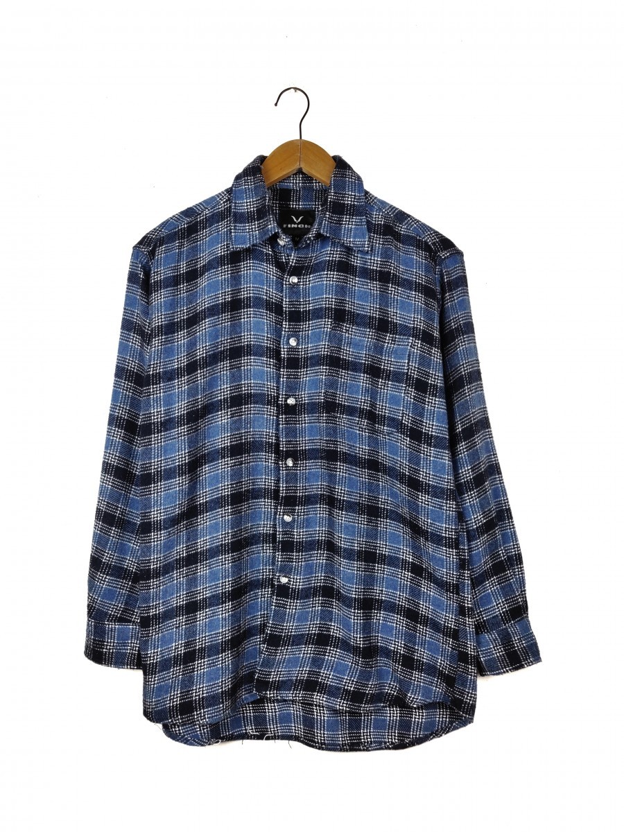 Flannel - Finch Japan Blue Check Button Up Shirt Oxford - 1