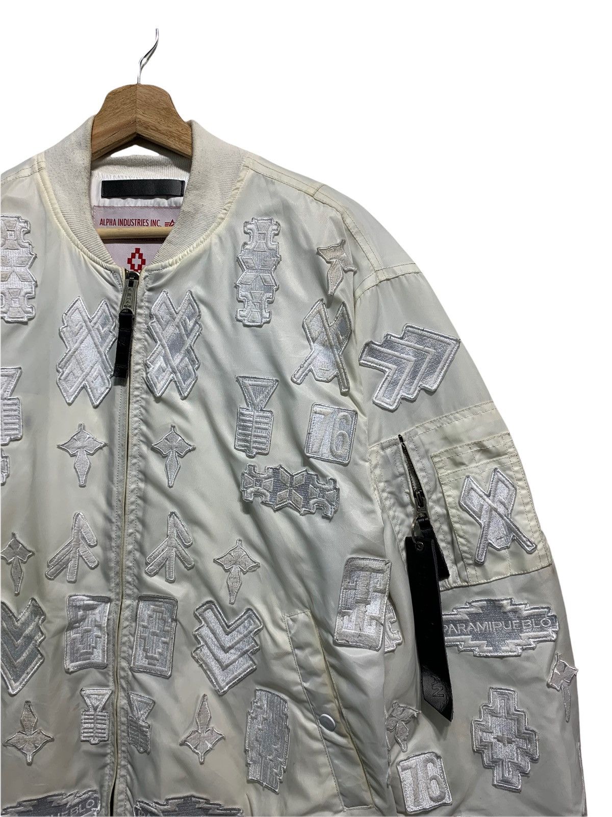 🔥MARCELO BURLON X ALPHA IND WHITE PATCHES EMBROIDERY JACKETS - 8