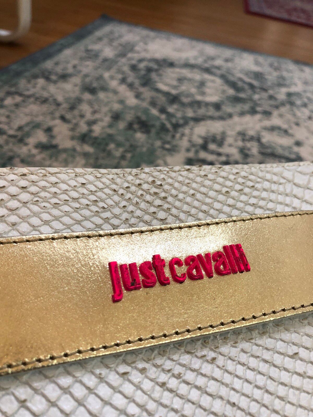 Just Cavalli Authentic Leather Crocodile Calf Skin Handbag - 12
