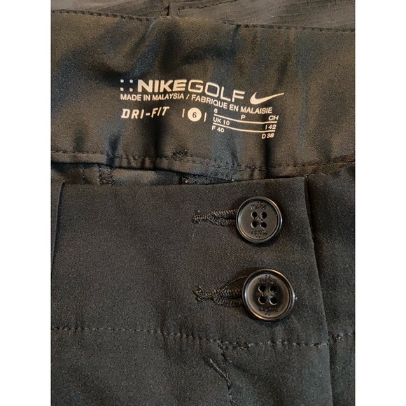 Nike Golf Dri-Fit Tech Capri Pants High Waist Button Up Belt Loops Black 6 Small - 9