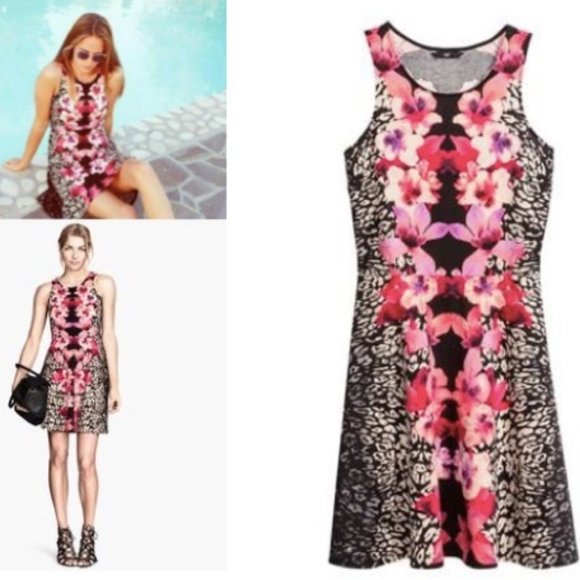 H&M Floral + Animal Print Skater Dress - 3