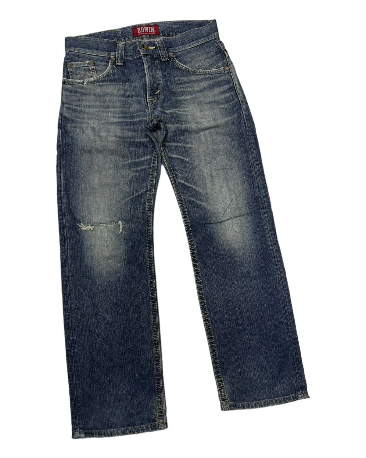 VINTAGE EDWIN XU DISTRESSED DENIM JEANS - 7