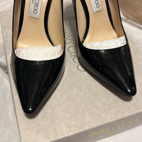 Jimmy Choo ROMY 100 Black Patent Leather Pumps - 5