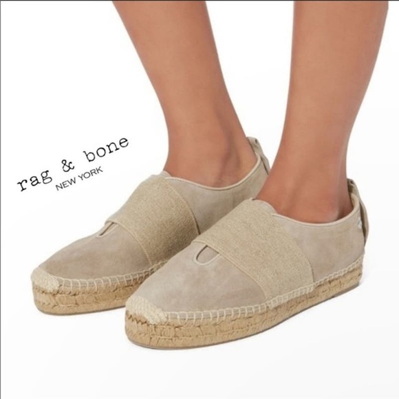 Rag & Bone Nina Espadrilles Casual Shoes Slip On Smoke Suede Cream 7.5 NWOT - 1