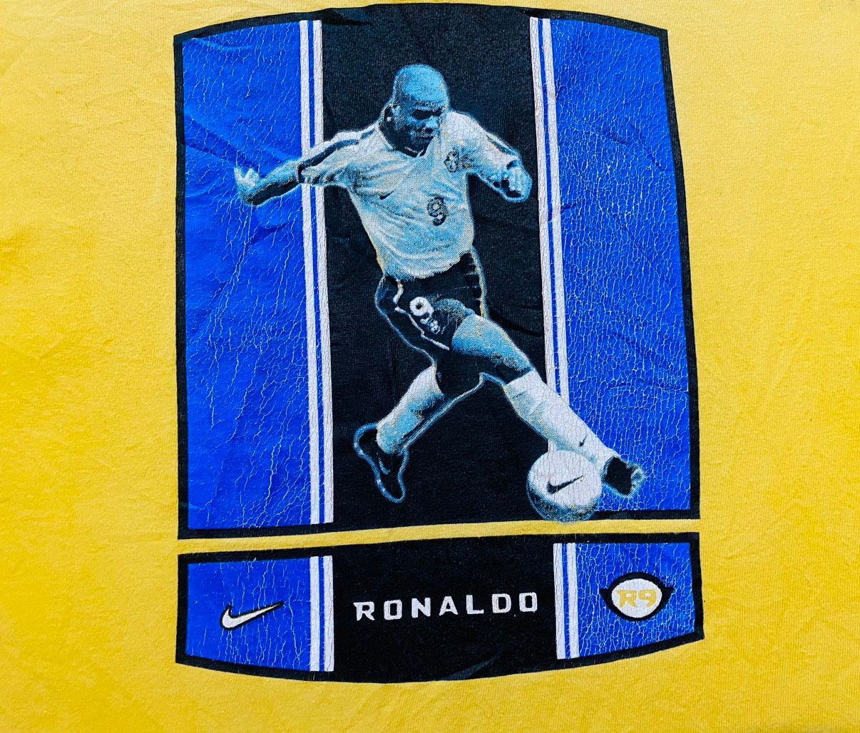 Vintage Nike Ronaldo R9 T-Shirt Football Soccer Yellow - 2