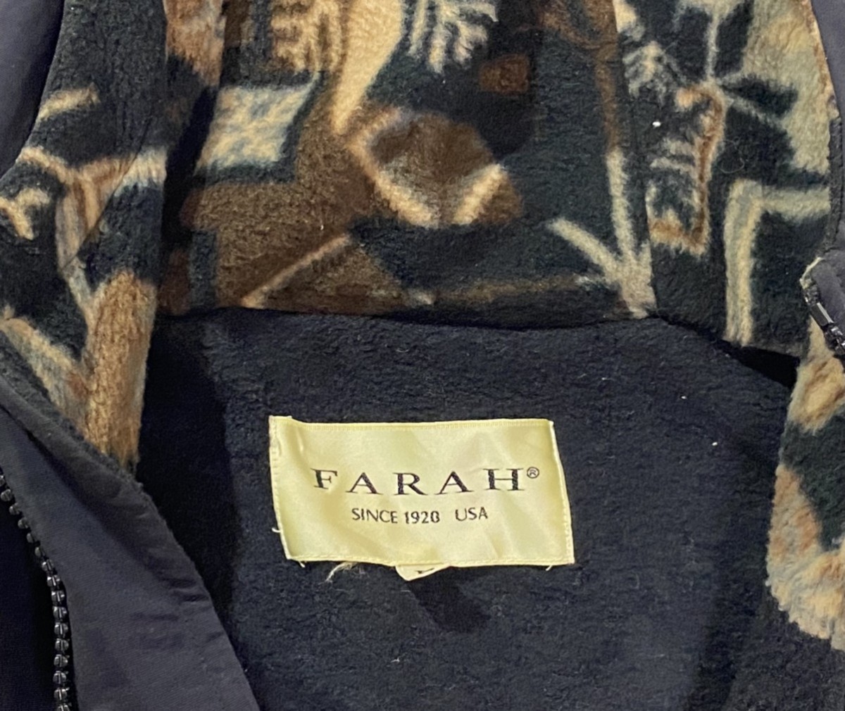 Vintage - FARAH Half Zipped Fleece Nylon Hoodie Jacket - 10