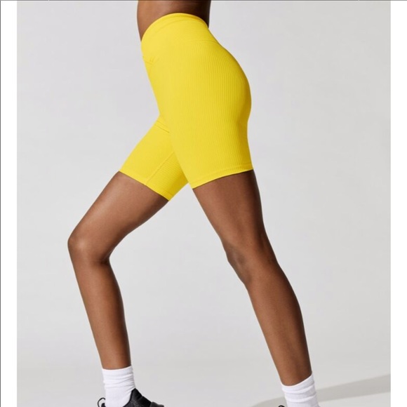 Year Of Ours Ribbed V Waist Biker Short in Yellow - 2