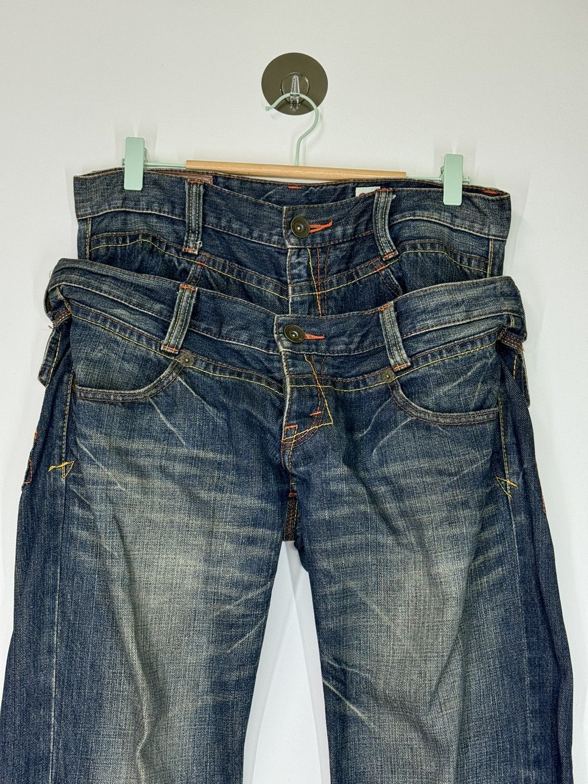 Distressed Doube Waist Junya Watanabe Denim Jeans - 3