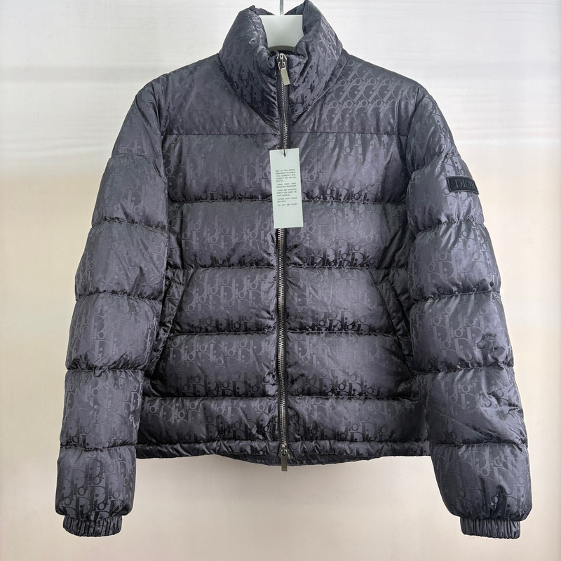 Dior grey down jacket with all-over logo print - 1