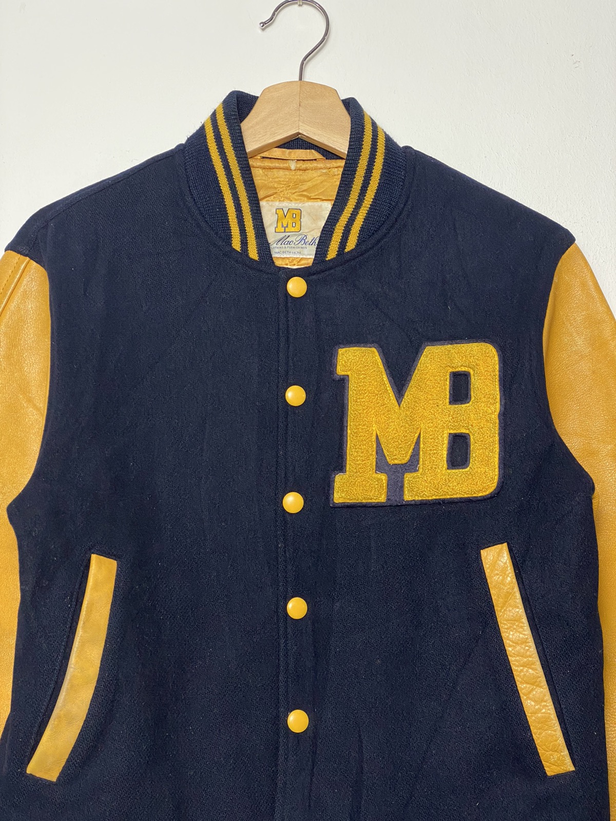 Maker of Jacket Varsity Jackets Vintage Macbeth MB Black Yellow