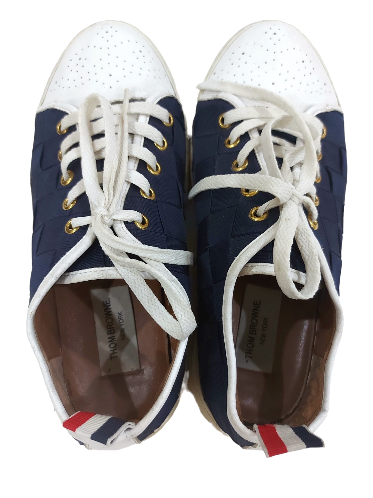 THOM BROWNE WOVEN NAVY SNEAKERS - 5