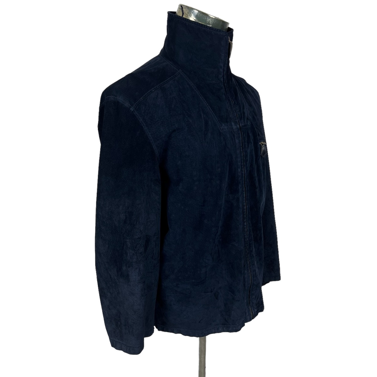 Vintage Hermes Blue Velvet Leather Jacket - 2