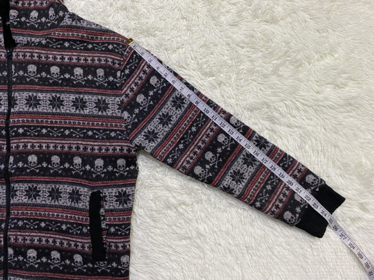 Japanese Brand - Fullprint Skulls Fleece Lined Zipper Hoodie Knitwear Jacket - 16