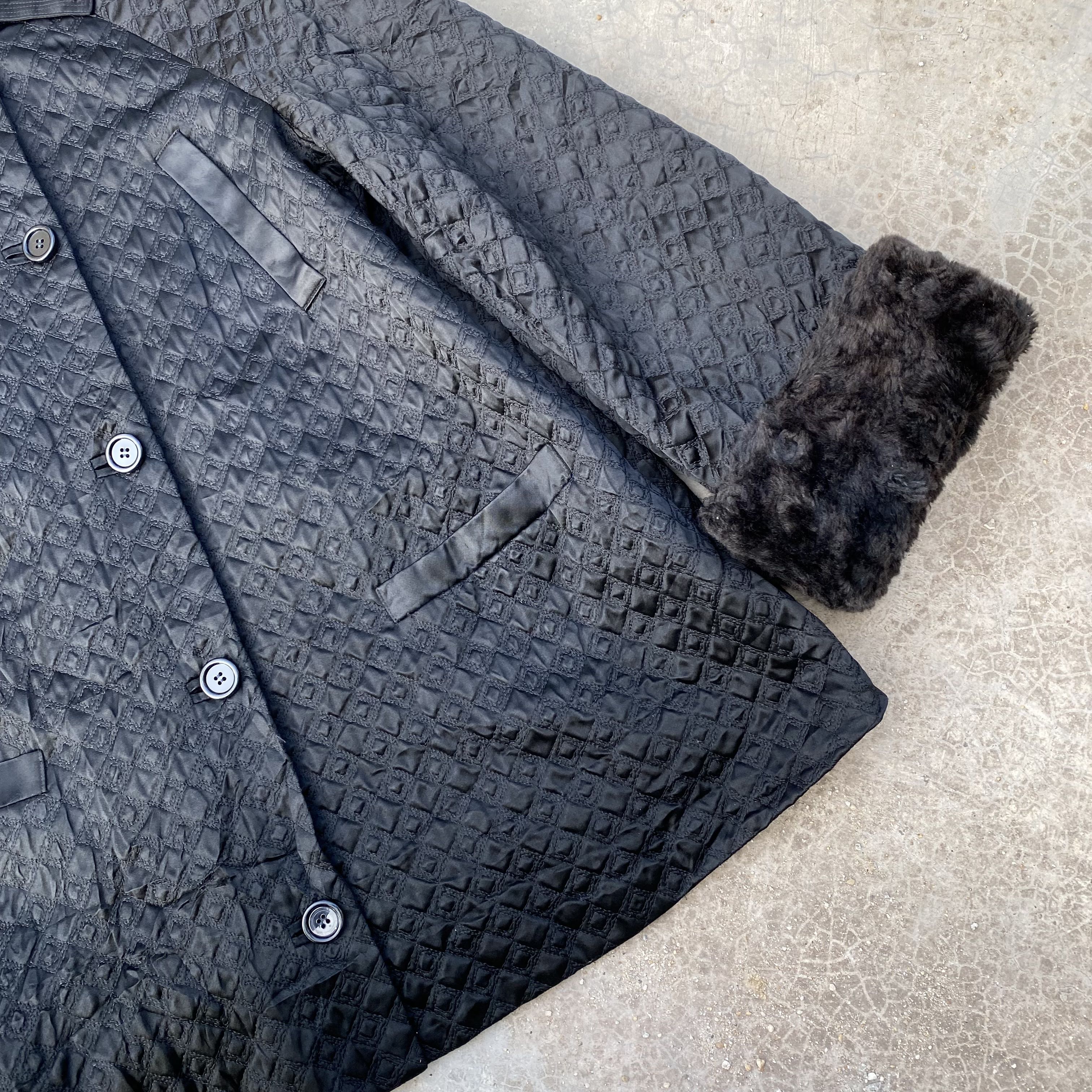 Versus GIANNI VERSACE Quilted Faux Fur Collar Coat Jacket - 7