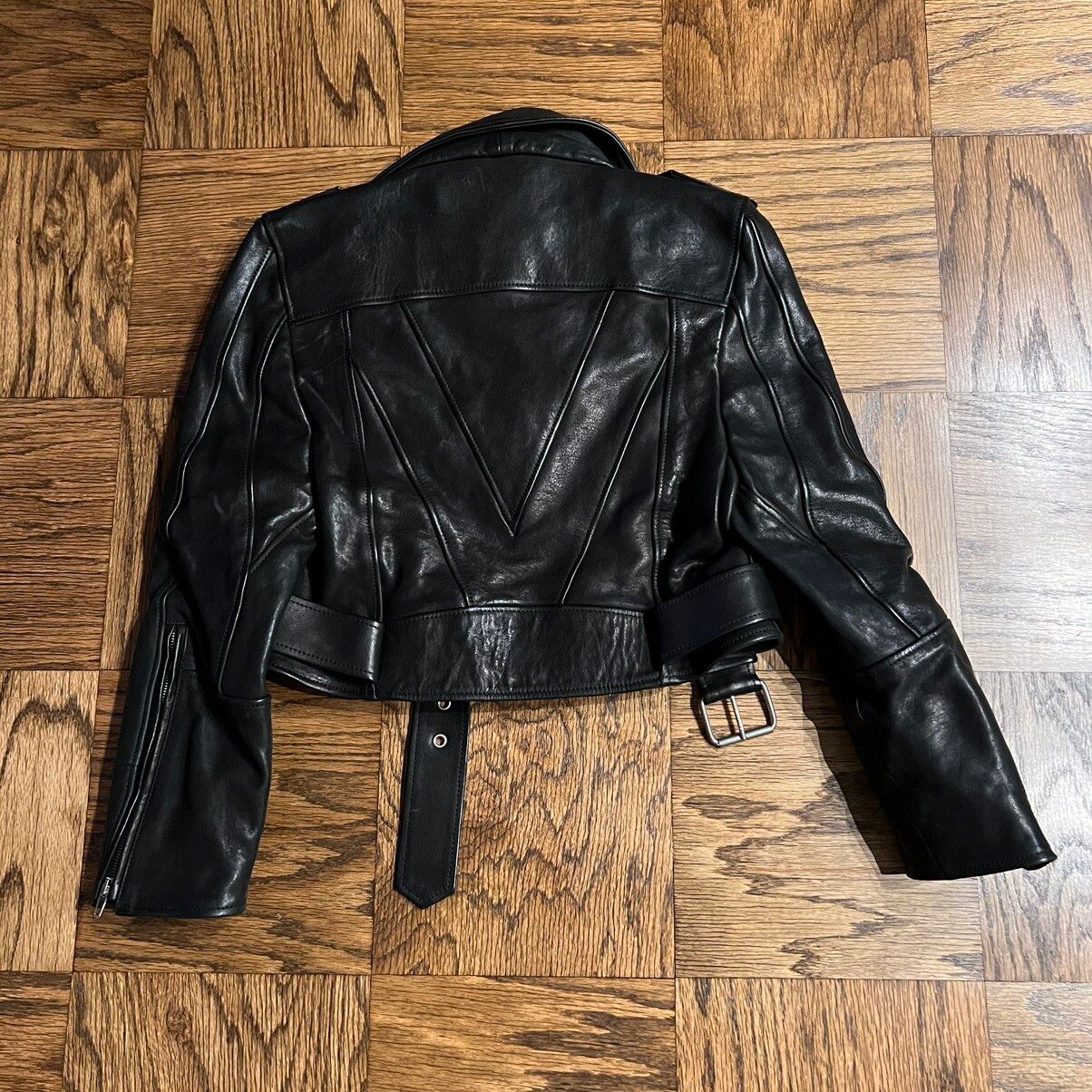 Cropped Leather Biker Jacket - 2
