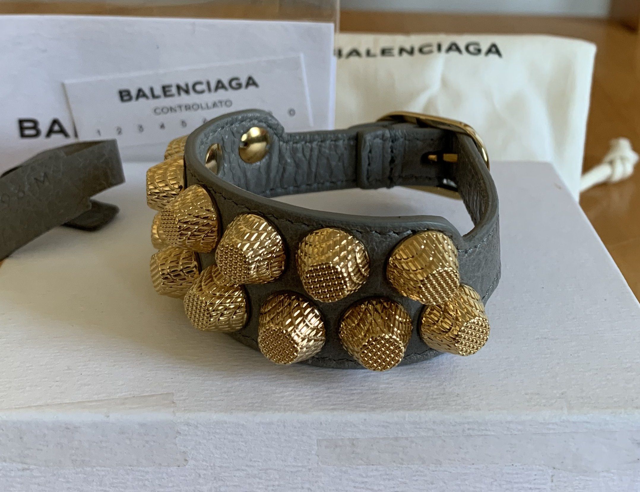 NEW Balenciaga Arena Leather Studded Bracelet - 1