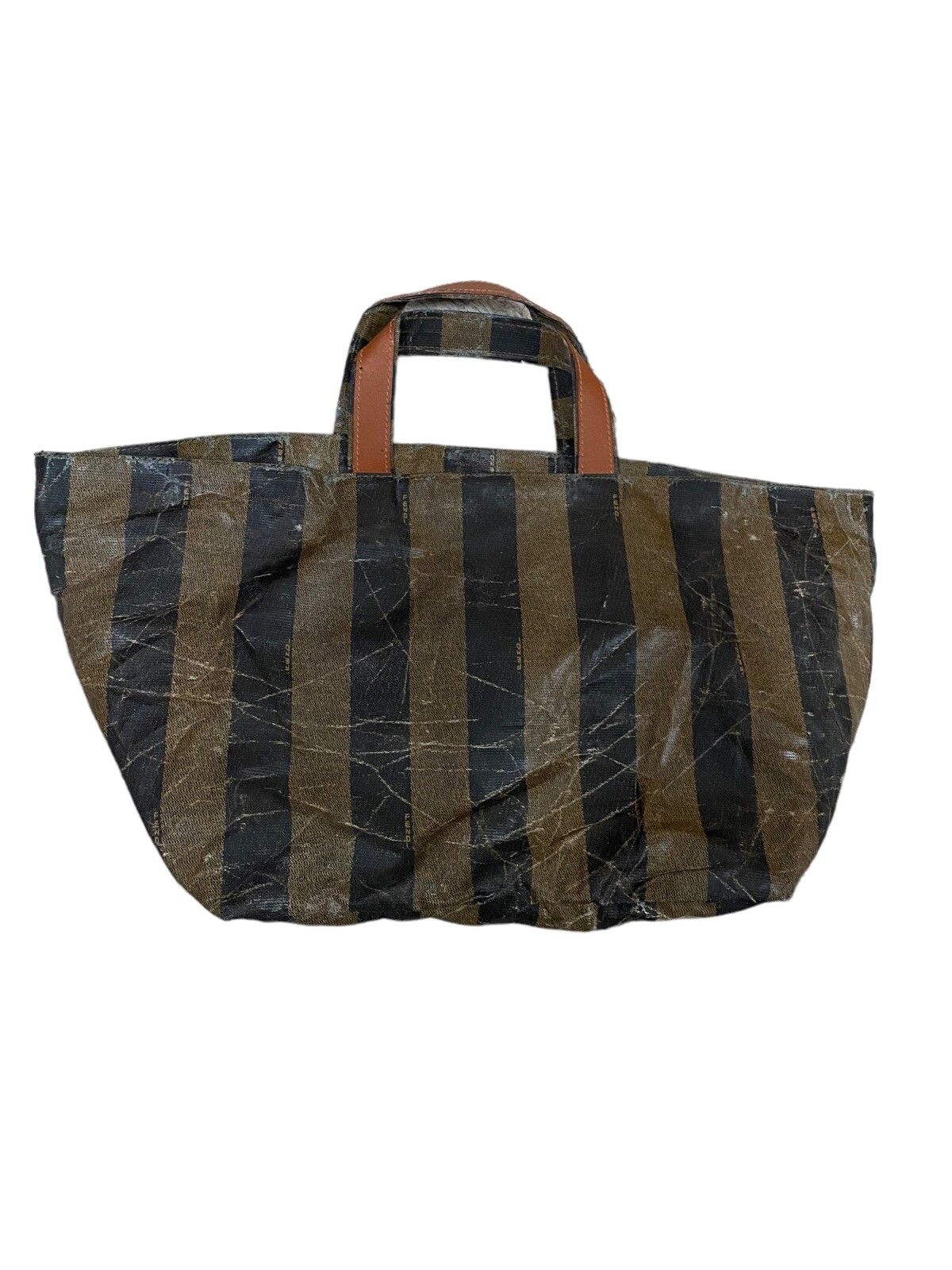 Fendi Roma Pequin Striped Tote Bag Made In Italy - 2